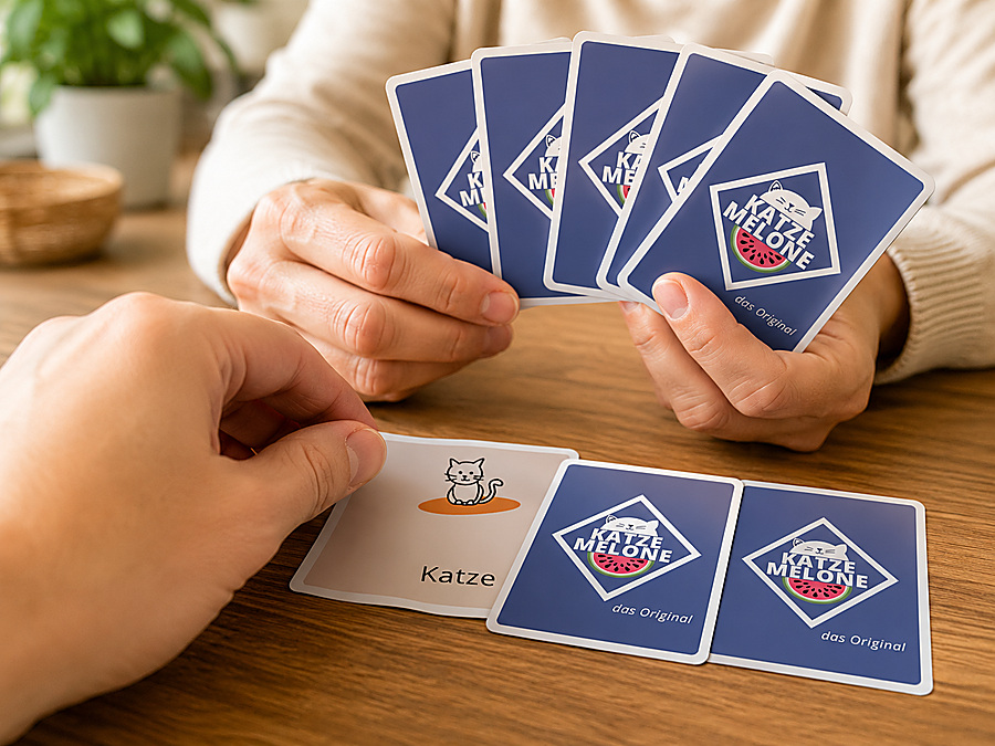 Eine Hand zieht eine verdeckte Karte vom Stapel